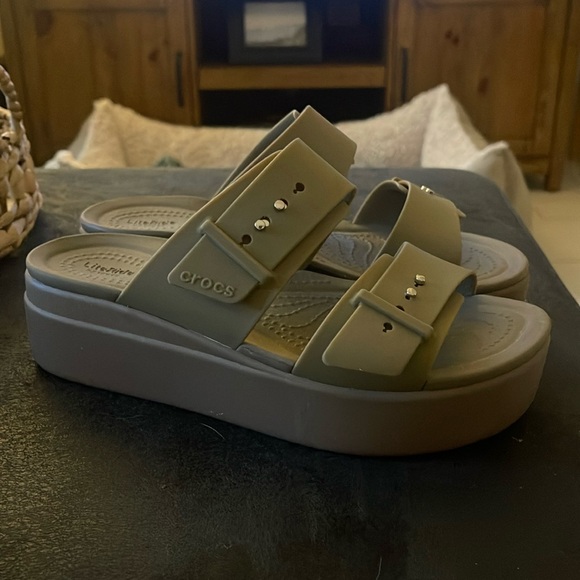 Crocs Women's Platform Sandals - Olive - Picture 1 of 6